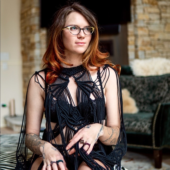 Handmade Macrame Crochet Goth Dress Festival Burning Man - Picture 13 of 17